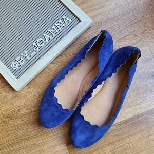 *TAHARI* Winny Royal Blue Scalloped Leather Flats